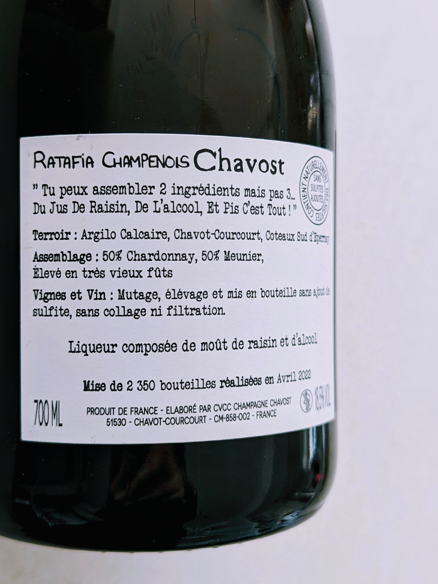 Chavost | Ratafia Champenois 700ml シャヴォスト ラタフィア・シャンプノワ / 甘口（酒精強化）